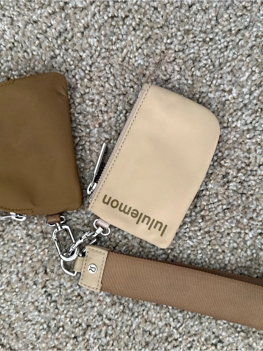 lululemon athletica Dual Pouch Wristlet in Beige and Brown - never used